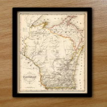 Mapa de Vintage de Wisconsin 1852
