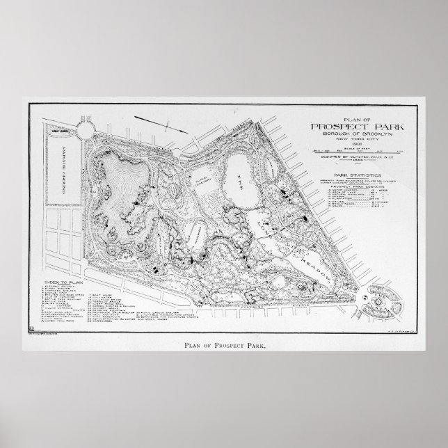 Poster Mapa de Vintage do Parque de Prospecção (1901) (Frente)
