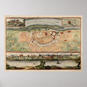 Poster Mapa de Vintage do Polônia de Varsóvia (1705)