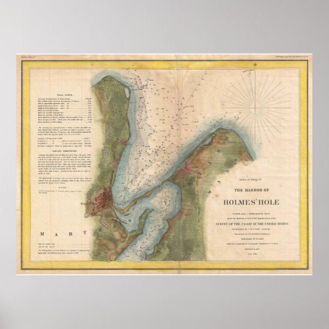 Poster Mapa de Vintage Martha's Vineyard Holmes Hole (184 (Frente)