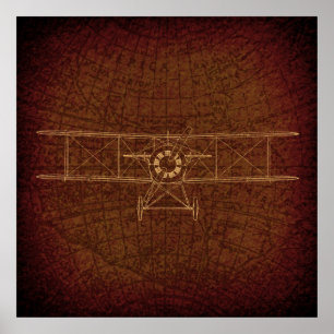 Poster Mapa de Vintagem do Diagrama de Plano Antiquado do