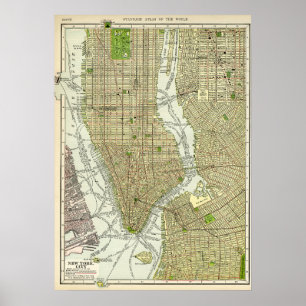 Poster Mapa de Vintagens das Ruas Nova Iorque