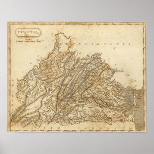Poster Mapa de Virgínia por Arrowsmith
