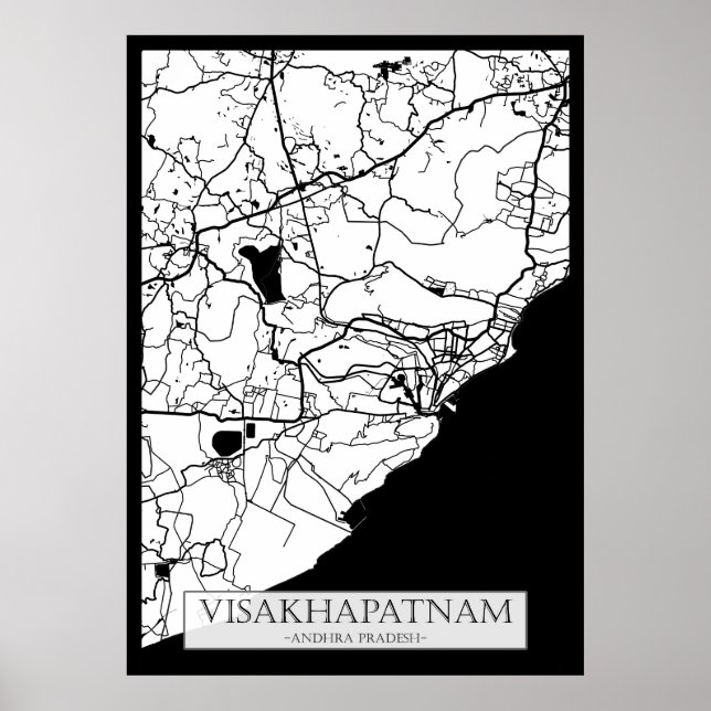 Poster Mapa de Visakhapatnam Andhra Pradesh (Frente)
