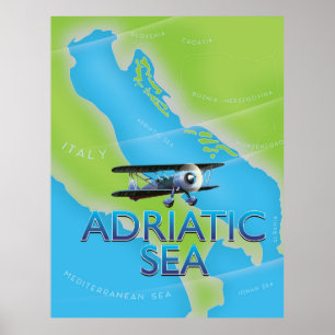 Poster Mapa de voo do mar Adriático