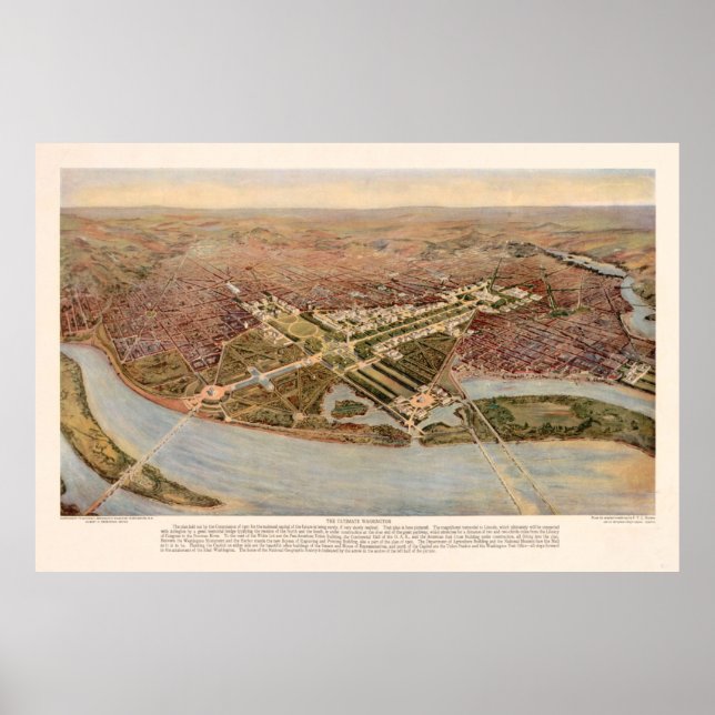 Poster Mapa de Washington DC (1915) (Frente)