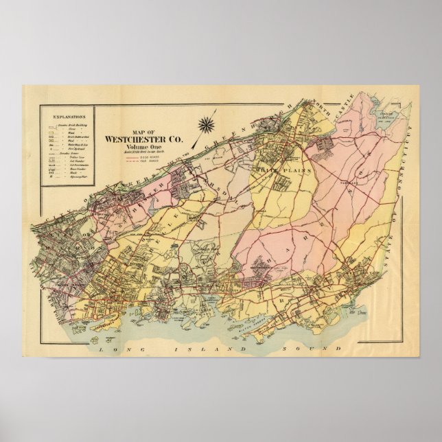 Poster Mapa de Westchester Co (Frente)