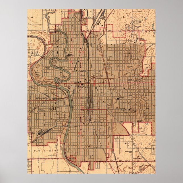 Poster Mapa de Wichita Kansas (1943) (Frente)