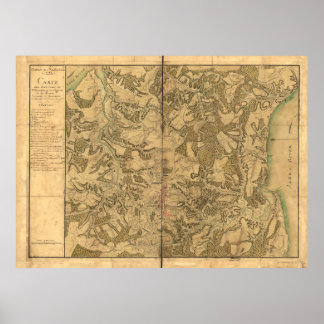 Pôster Mapa de Williamsburg para o Comte de Rochambeau