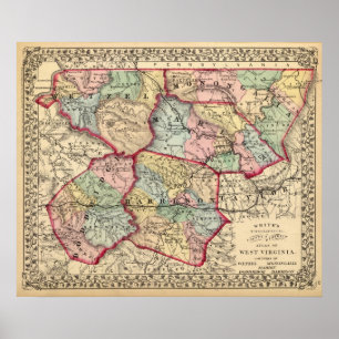 Poster Mapa de Winfield, Virgínia Ocidental