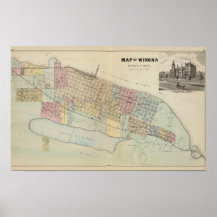 Poster Mapa de Winona, Minnesota