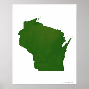 Poster Mapa de Wisconsin