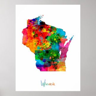 Poster Mapa de Wisconsin