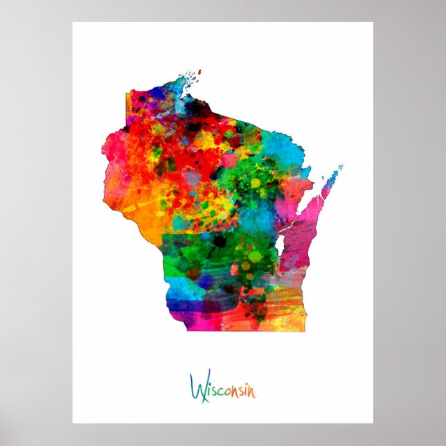 Poster Mapa de Wisconsin (Frente)