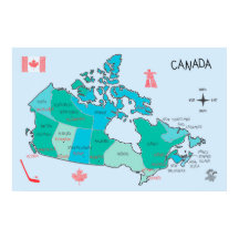 Mapa desenhado à mão do Canadá com ilustrações