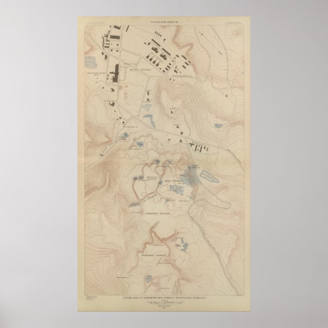 Poster Mapa detalhado de Primaveras quentes de Mammoth (Frente)