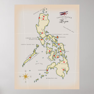 Poster Mapa detalhado ilustrado do Sri Lanka