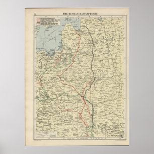 Pôster Mapa dianteiro oriental de WWI