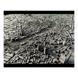 Pôster Mapa Digital em 3D em Londres 2015
