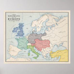 Poster Mapa diplomático da Europa