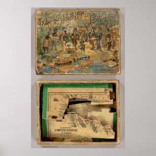 Pôster Mapa dissecado caixa, os Estados Unidos