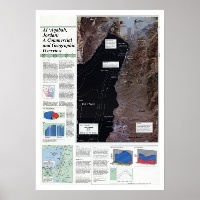 Pôster Mapa do Al' Aqabah Jordan em 1993 (Frente)