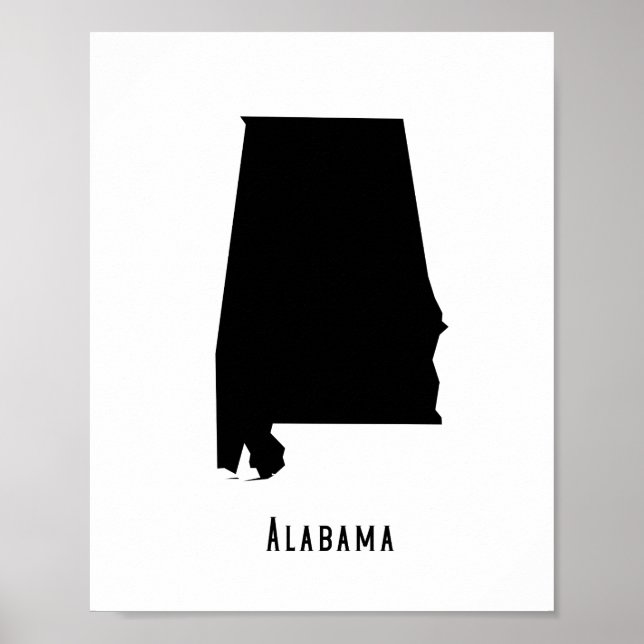 Poster Mapa do Alabama - Mapa Moderno do Alabama preto e  (Frente)