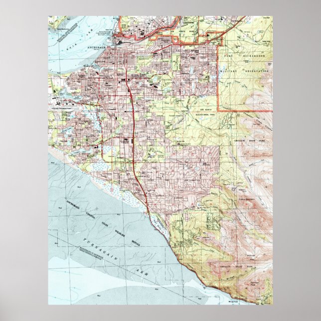 Pôster Mapa do Alasca de Anchorage (1994) (Frente)