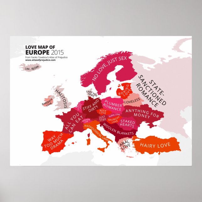 Poster Mapa do Amor da Europa (Frente)