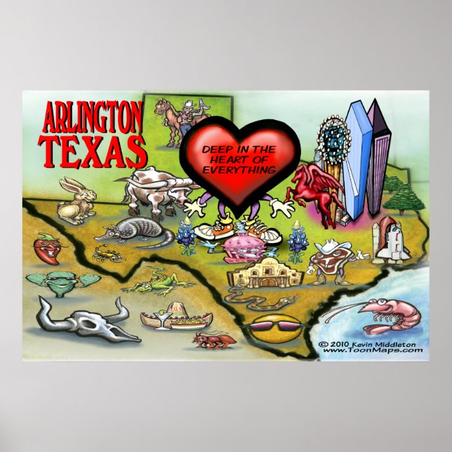 Pôster Mapa do Arlington TX (Frente)