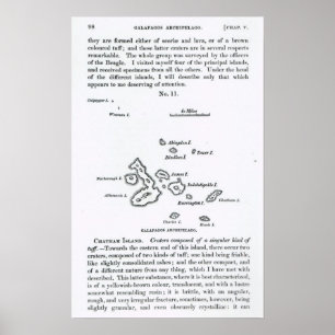 Poster Mapa do Arquipélago das Galápagos, 1844