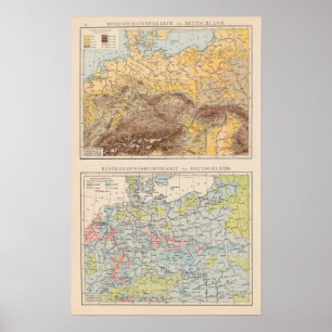 Poster Mapa do atlas da Europa Central