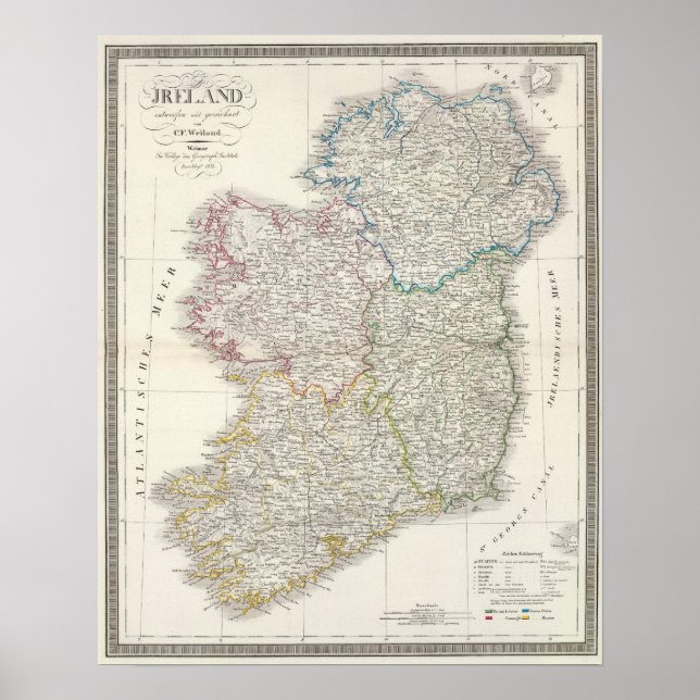 Pôster Mapa do Atlas da Irlanda (Frente)
