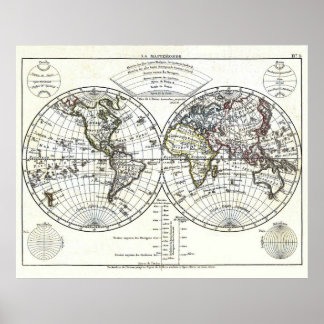 Pôster Mapa do Atlas de 1806: La Mappemonde de Eustache H