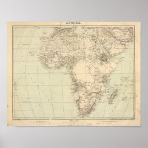 Pôster Mapa do atlas de África que mostra colônias