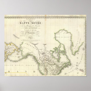 Poster Mapa do atlas de America do Norte