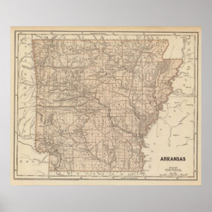 Pôster Mapa do atlas de Arkansas