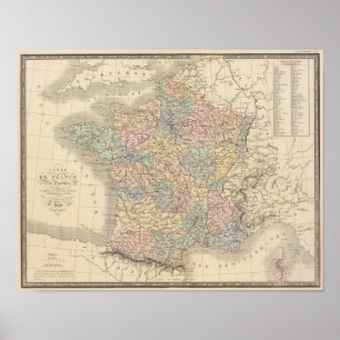 Pôster Mapa do atlas de France