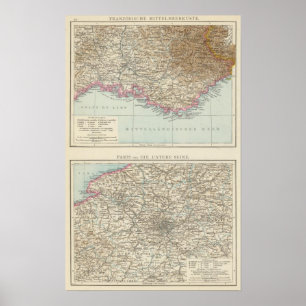 Pôster Mapa do atlas de France
