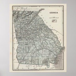 Pôster Mapa do atlas de Geórgia