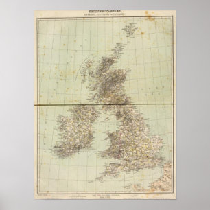 Pôster Mapa do atlas de Grâ Bretanha