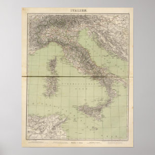 Poster Mapa do atlas de Italia