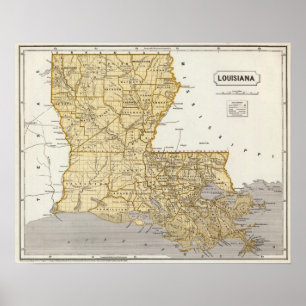 Pôster Mapa do atlas de Louisiana