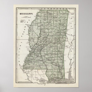 Pôster Mapa do atlas de Mississippi