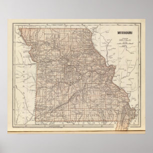 Poster Mapa do atlas de Missouri