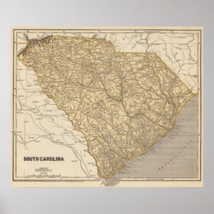 Pôster Mapa do atlas de South Carolina