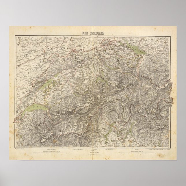 Poster Mapa do Atlas de suiça (Frente)