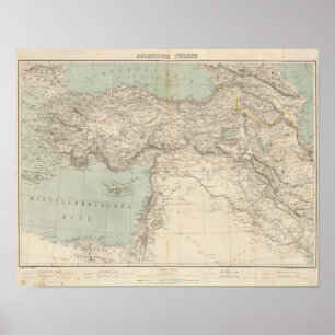 Pôster Mapa do atlas de Turquia