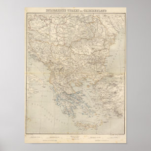 Pôster Mapa do atlas de Turquia e de piscina