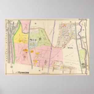 Pôster Mapa do atlas de Yonkers New York